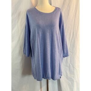 Eileen Fisher Organic Linen Cotton Top Oversized Periwinkle Short Sleeve M L